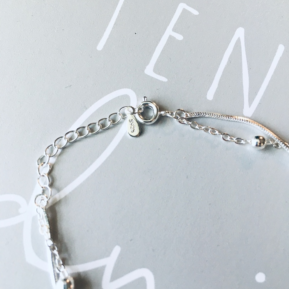 Sterling Silver Double Strand Snake Chain Bracelet - Picture 10 of 11